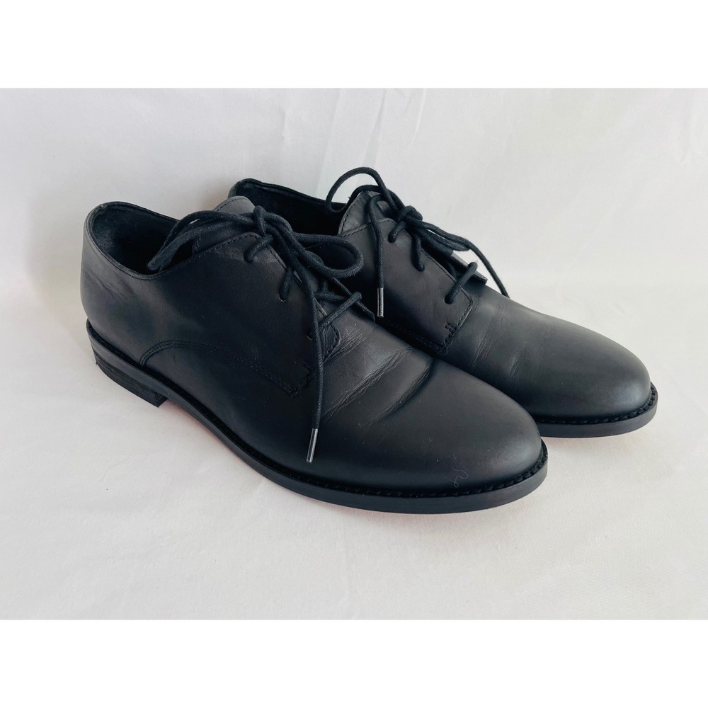 Eileen Fisher Black Leather Lace Up Oxford Shoes Vero Cuoio Sole Womens 9